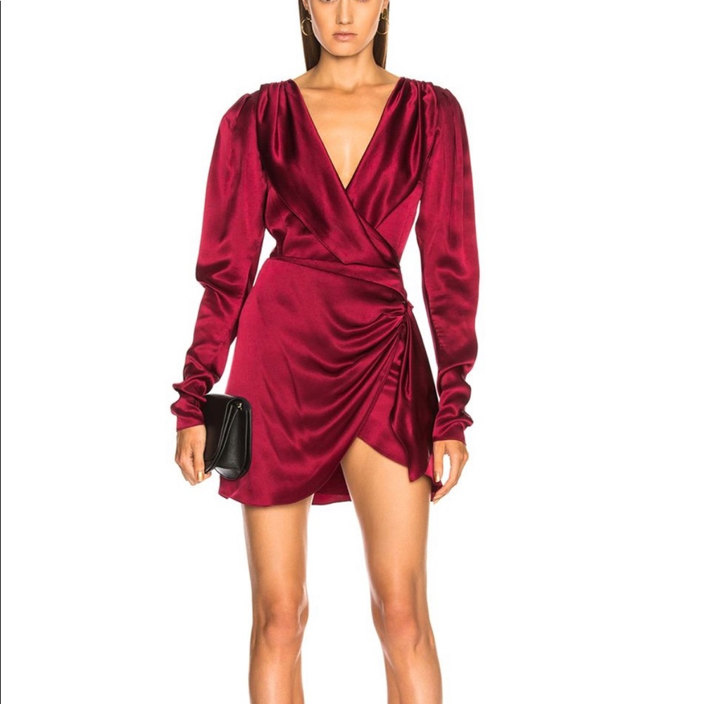 Caroline Constas Burgundy Silk Mini Skirt Size M